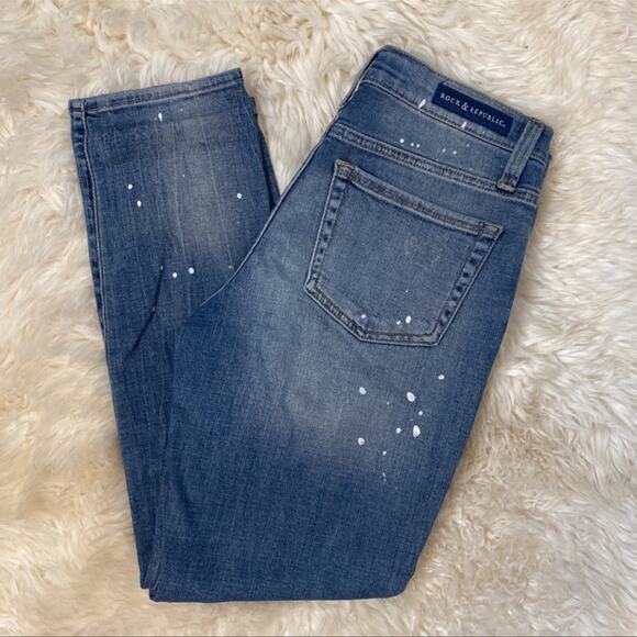 Rock & Republic Distressed Denim Jeans Womens Size 6 Indee - Picture 1 of 6